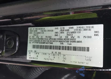 2021 Ford F-150 Xl z USA, uszkodzony, nr VIN 1FTFW1E86MFA57366